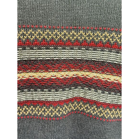 Vintage G.H. Bass Fair Isle Sweater Sherpa Collar 3 Button Long Sleeve Men's XL - Picture 3 of 7